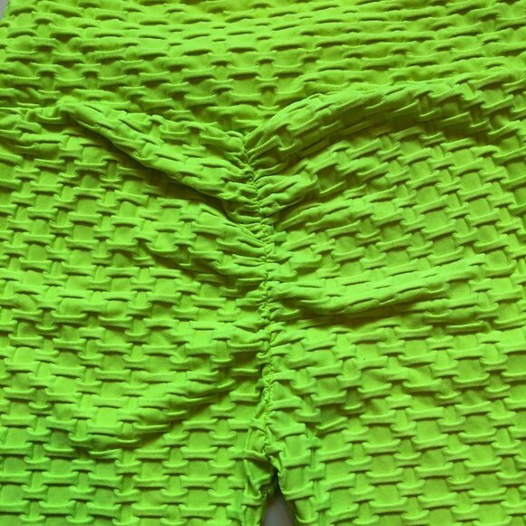 Chartreuse, lemon-lime, waffle knit, Leggings, Size Large, No brand tag. - Picture 7 of 8